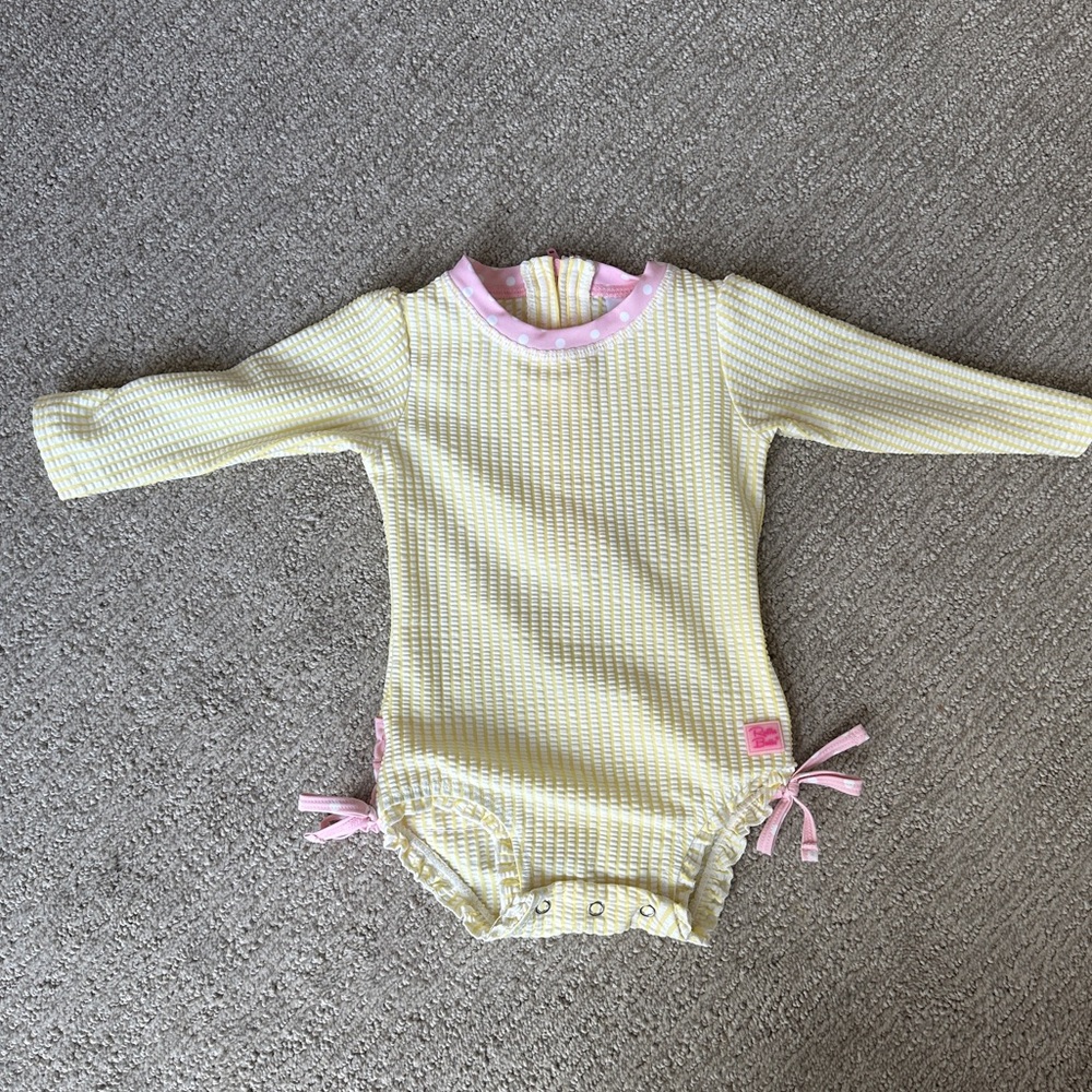 Ruffle Butts Yellow and Pink Bodysuit 6-12 mo